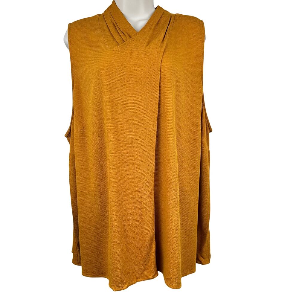 Maeve Anthropologie Blouse Top Sleeveless Button Back Gold 26W Flowy Relaxed